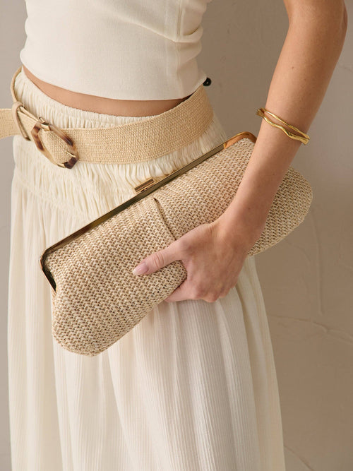 Bianca Straw Clutch Bag  Beige