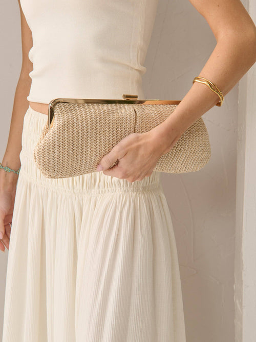 Bianca Straw Clutch Bag  Beige