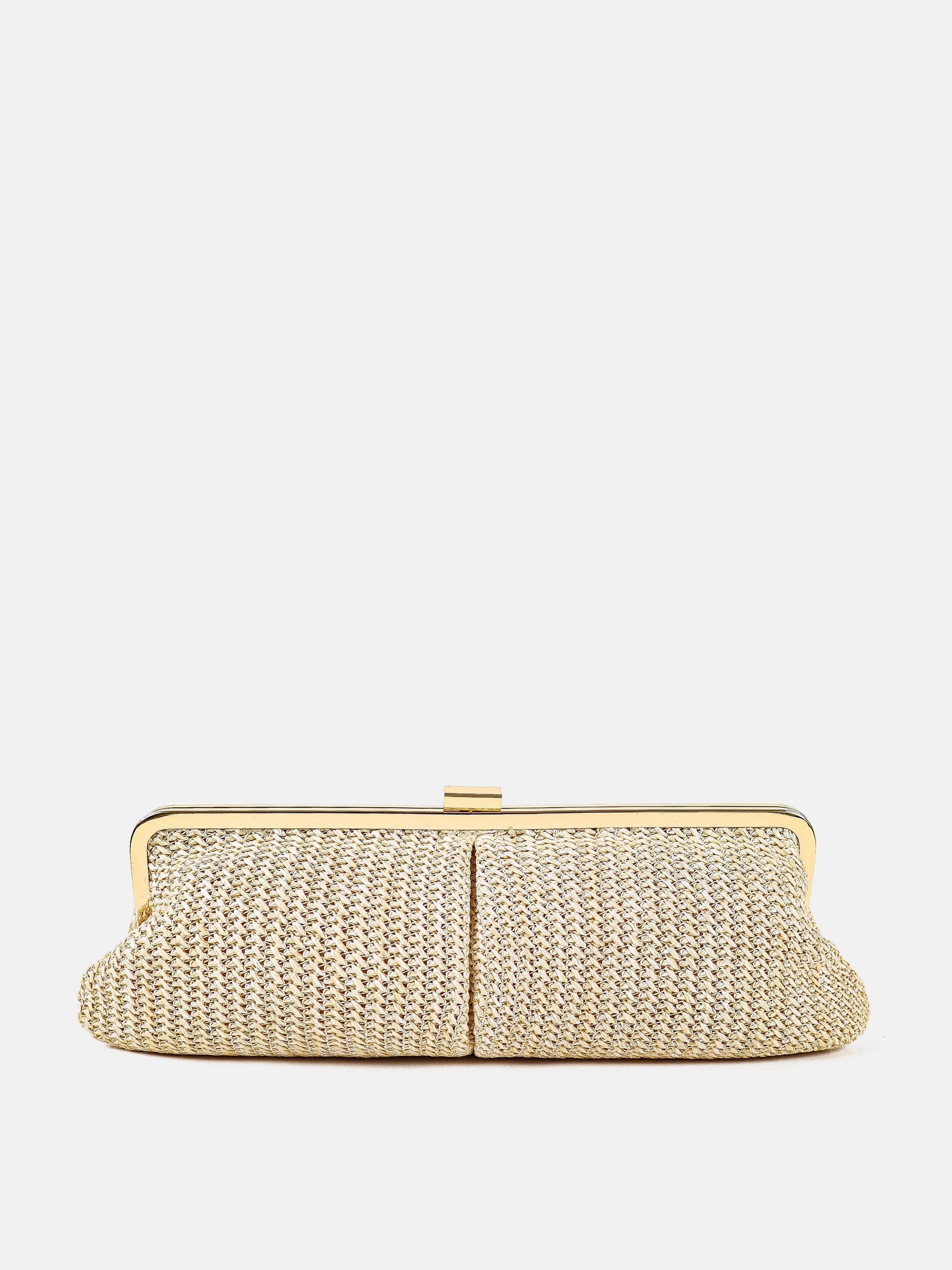 Bianca Straw Clutch Bag - Beige