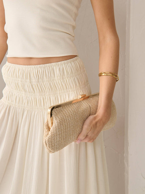 Bianca Straw Clutch Bag  Beige