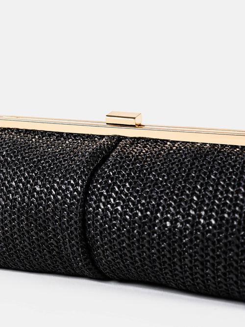 Bianca Straw Clutch Bag   Black