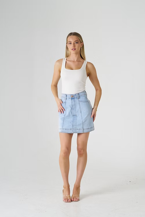 Taylor Denim Skirt - Light Blue