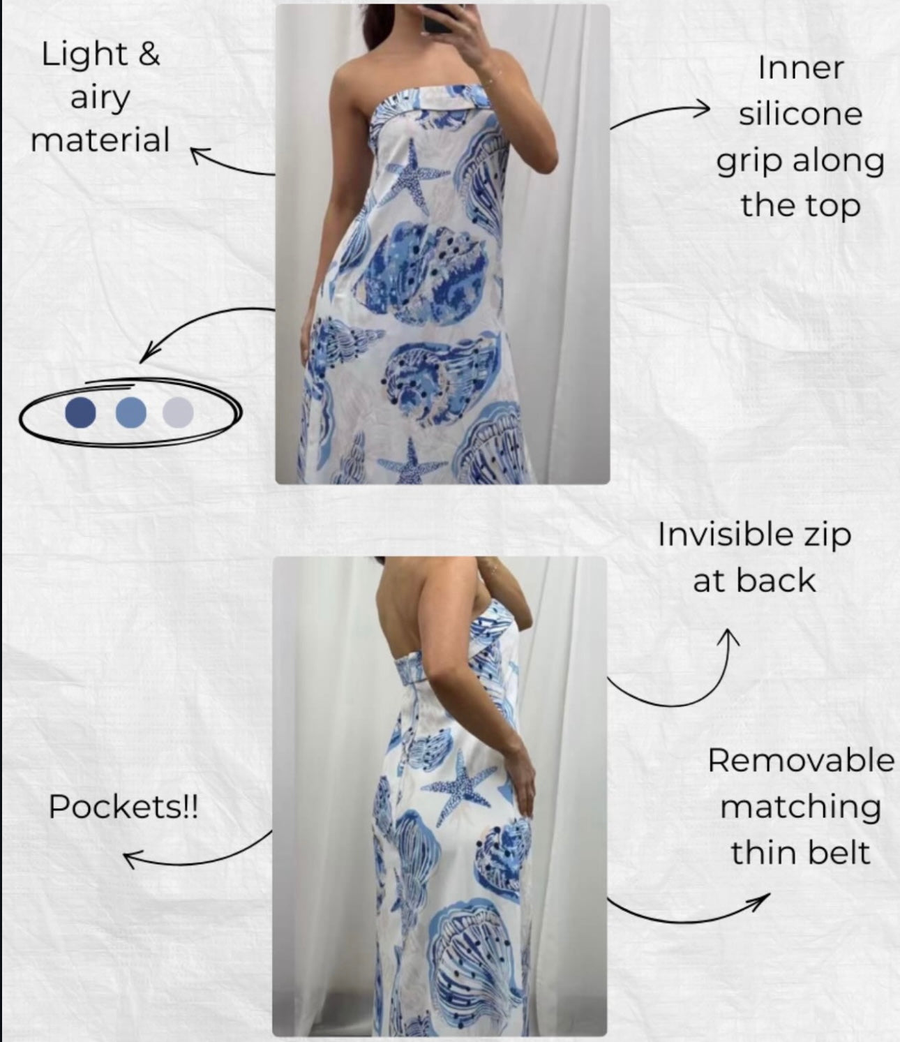 Oceana Dress - White/Blue