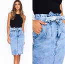 Cruz Midi Denim Skirt - Acid Wash