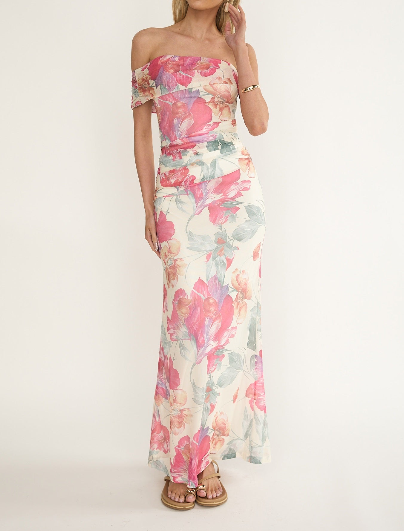 Rose Off-Shoulder Maxi Dress