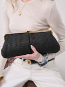 Bianca Straw Clutch Bag   Black