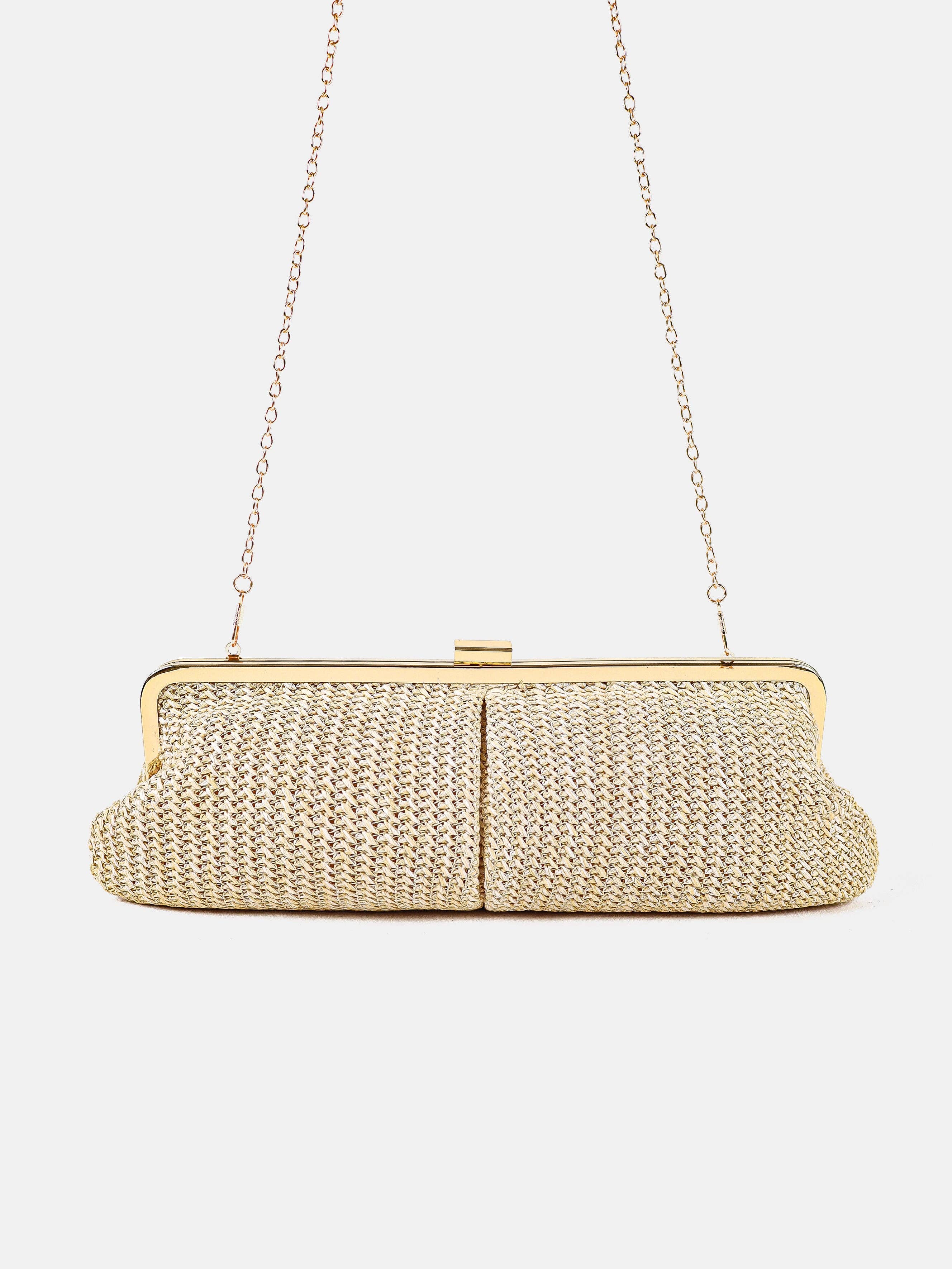 Bianca Straw Clutch Bag  Beige
