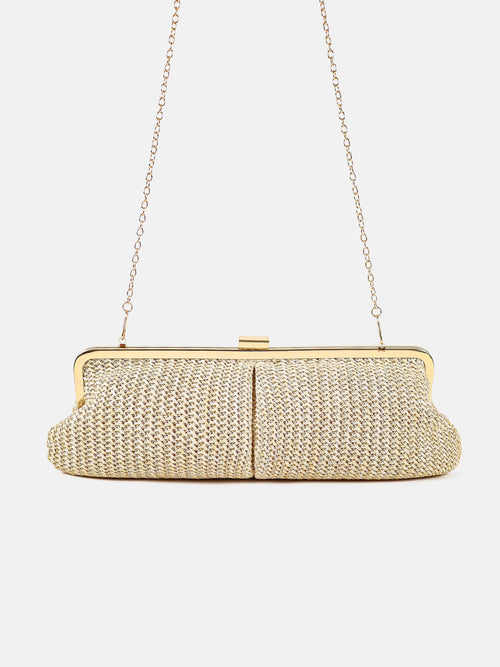 Bianca Straw Clutch Bag  Beige