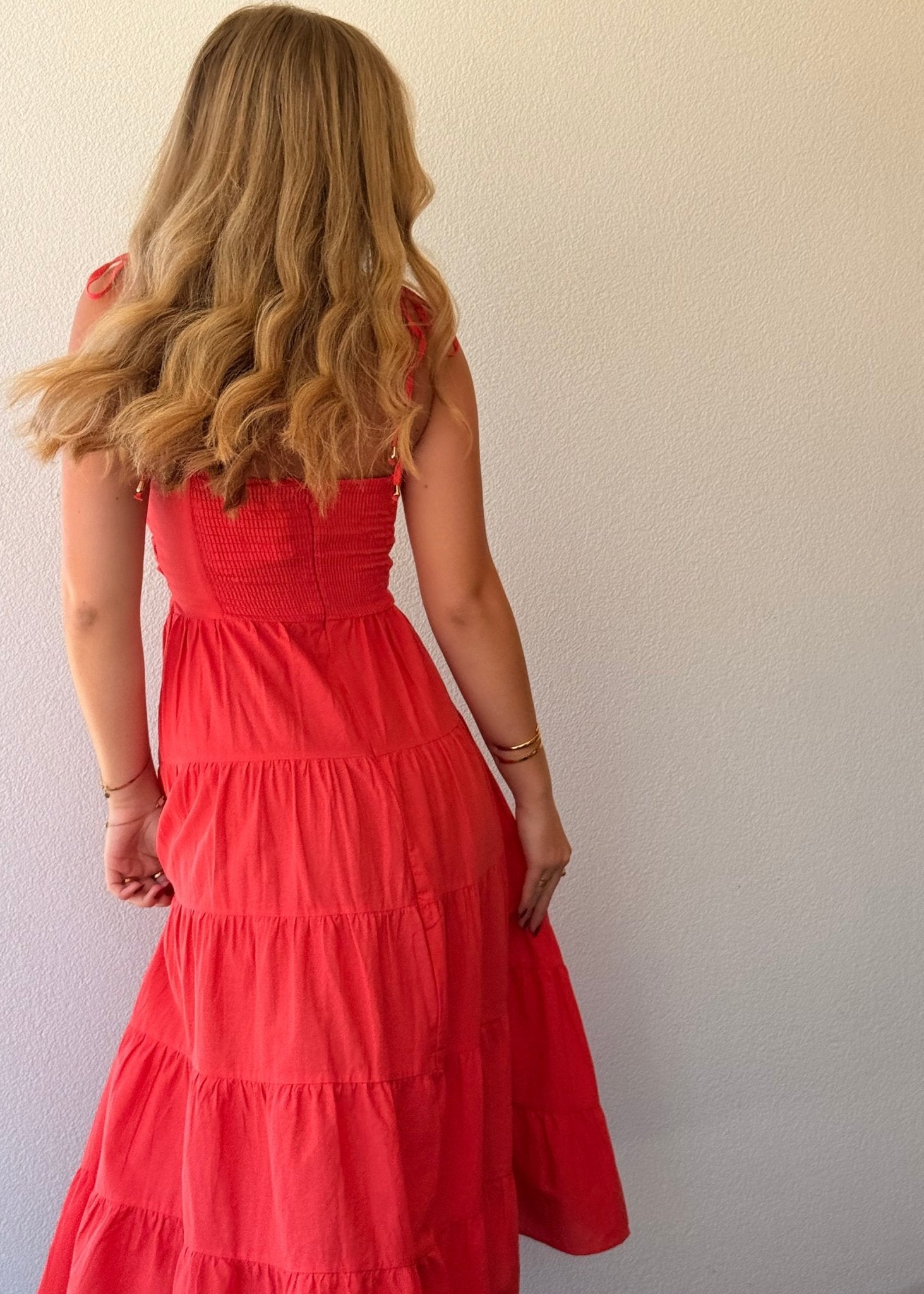 Red Cut Out Maxi Dress - Tiered Skirt | Style Struck