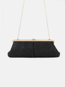 Bianca Straw Clutch Bag   Black