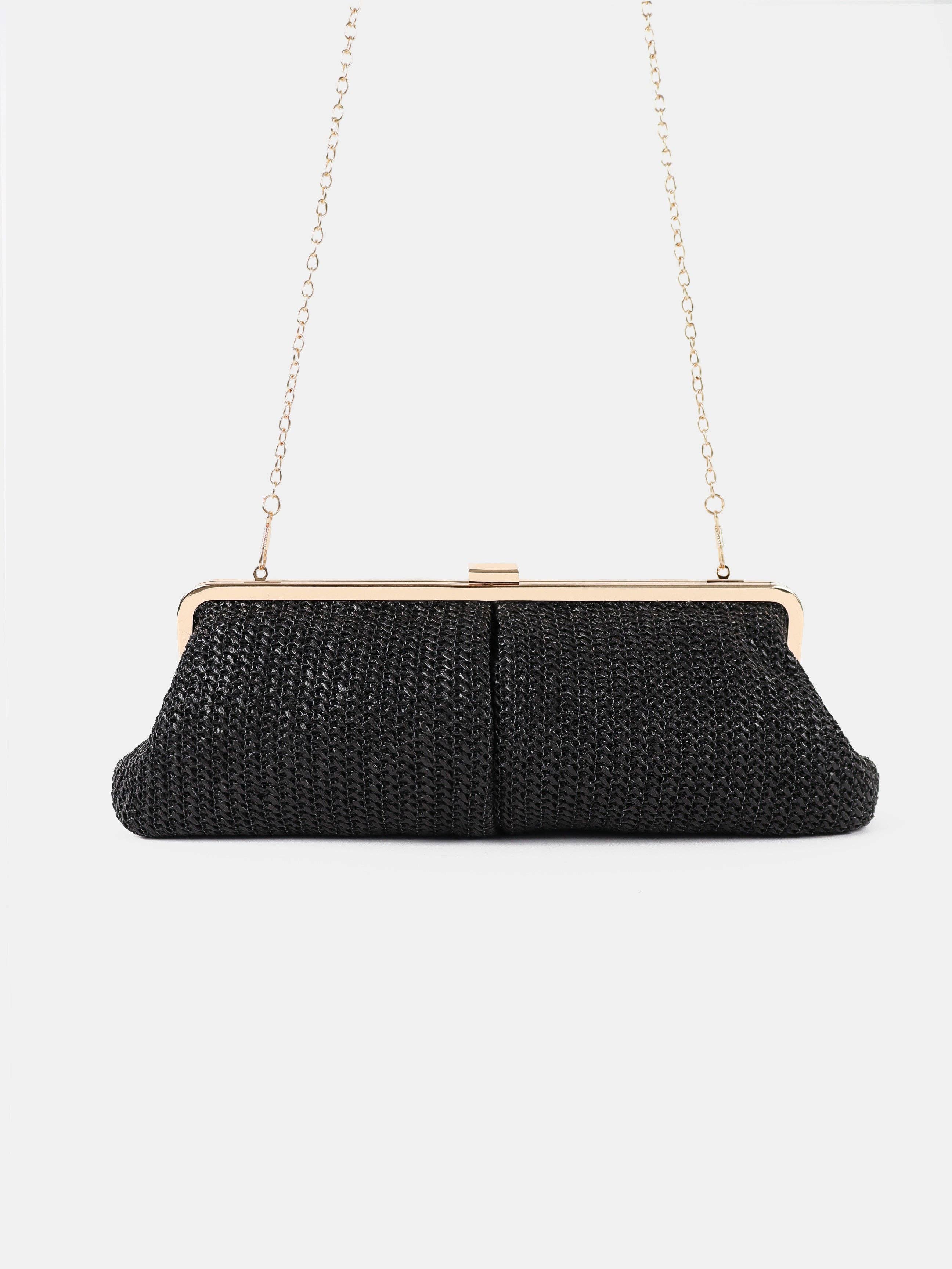 Bianca Straw Clutch Bag   Black