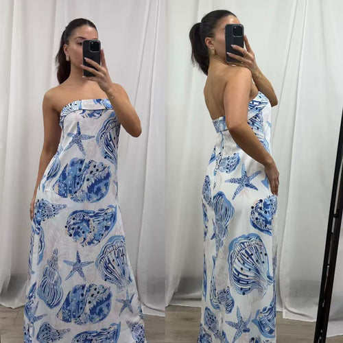 Oceana Dress - White/Blue