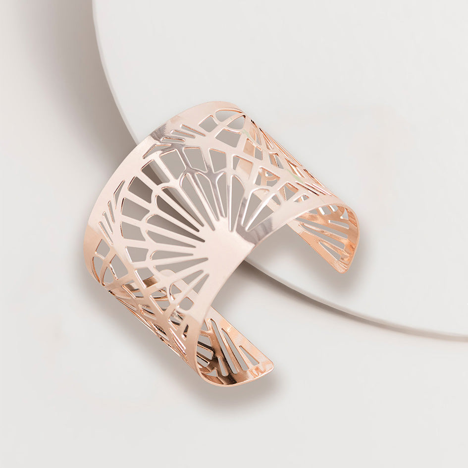 Deco Fan Cuff Bangle - Rose