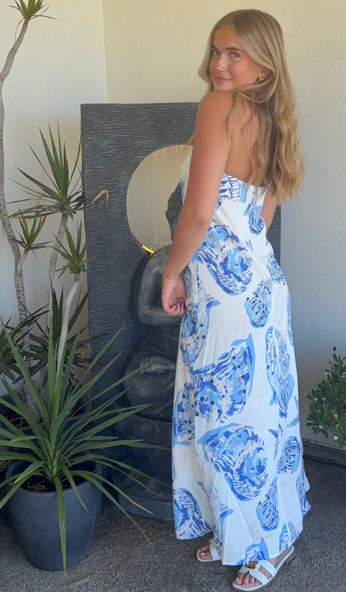 Oceana Blue Seashell Strapless Maxi Dress - Dresses | Style Struck