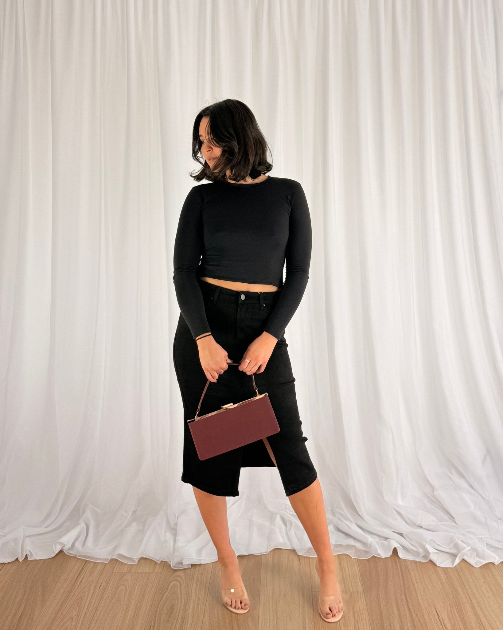 Sculpt Denim Skirt - Black - Skirts | Style Struck