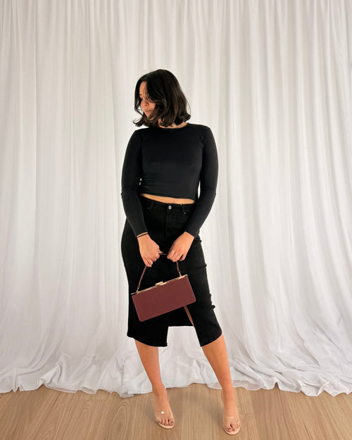 Sculpt Denim Skirt - Black - Skirts | Style Struck
