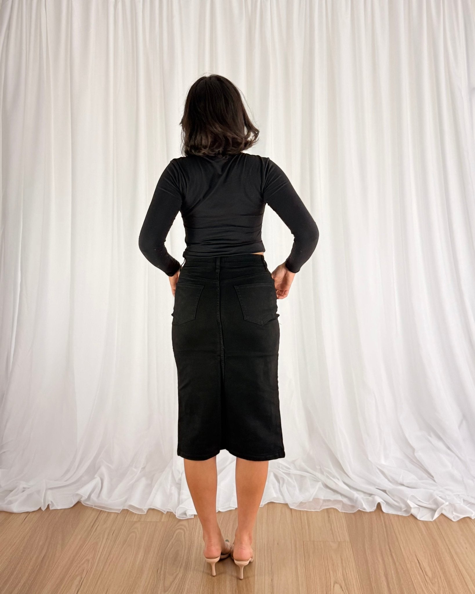 Sculpt Denim Skirt - Black - Skirts | Style Struck