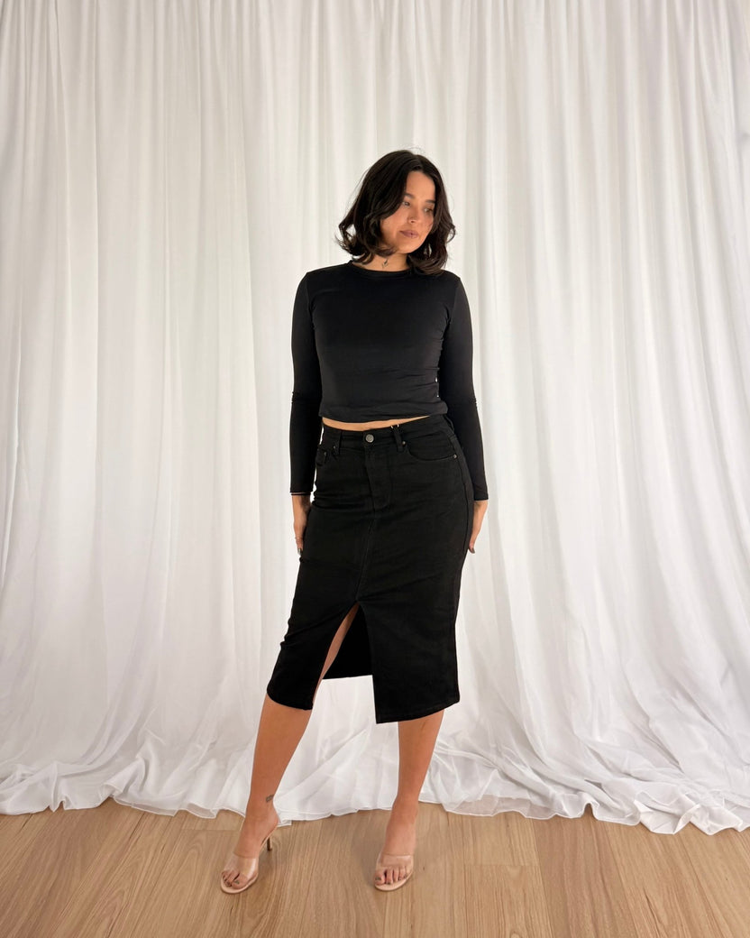 Sculpt Denim Skirt - Black