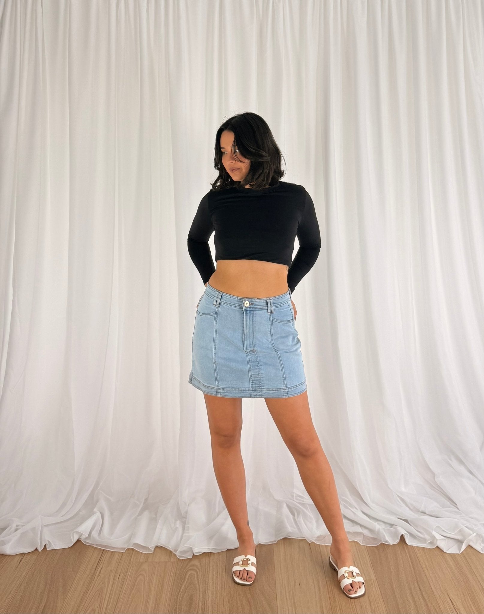 Taylor Denim Skirt - Light Blue - Skirts | Style Struck