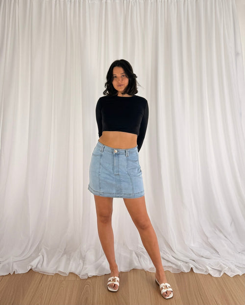 Taylor Denim Skirt - Light Blue - Skirts | Style Struck