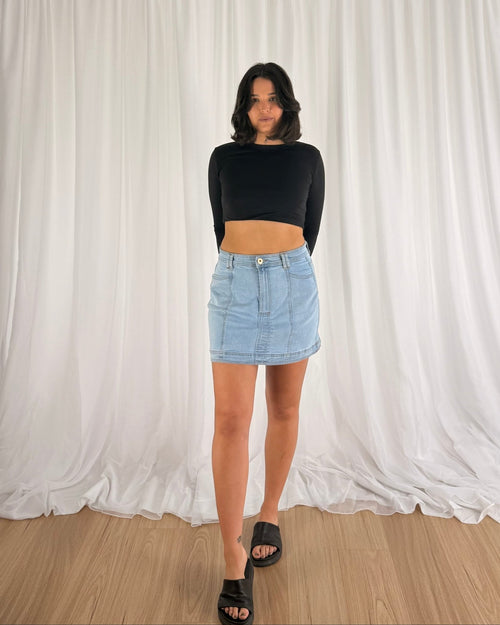 Taylor Denim Skirt - Light Blue - Skirts | Style Struck