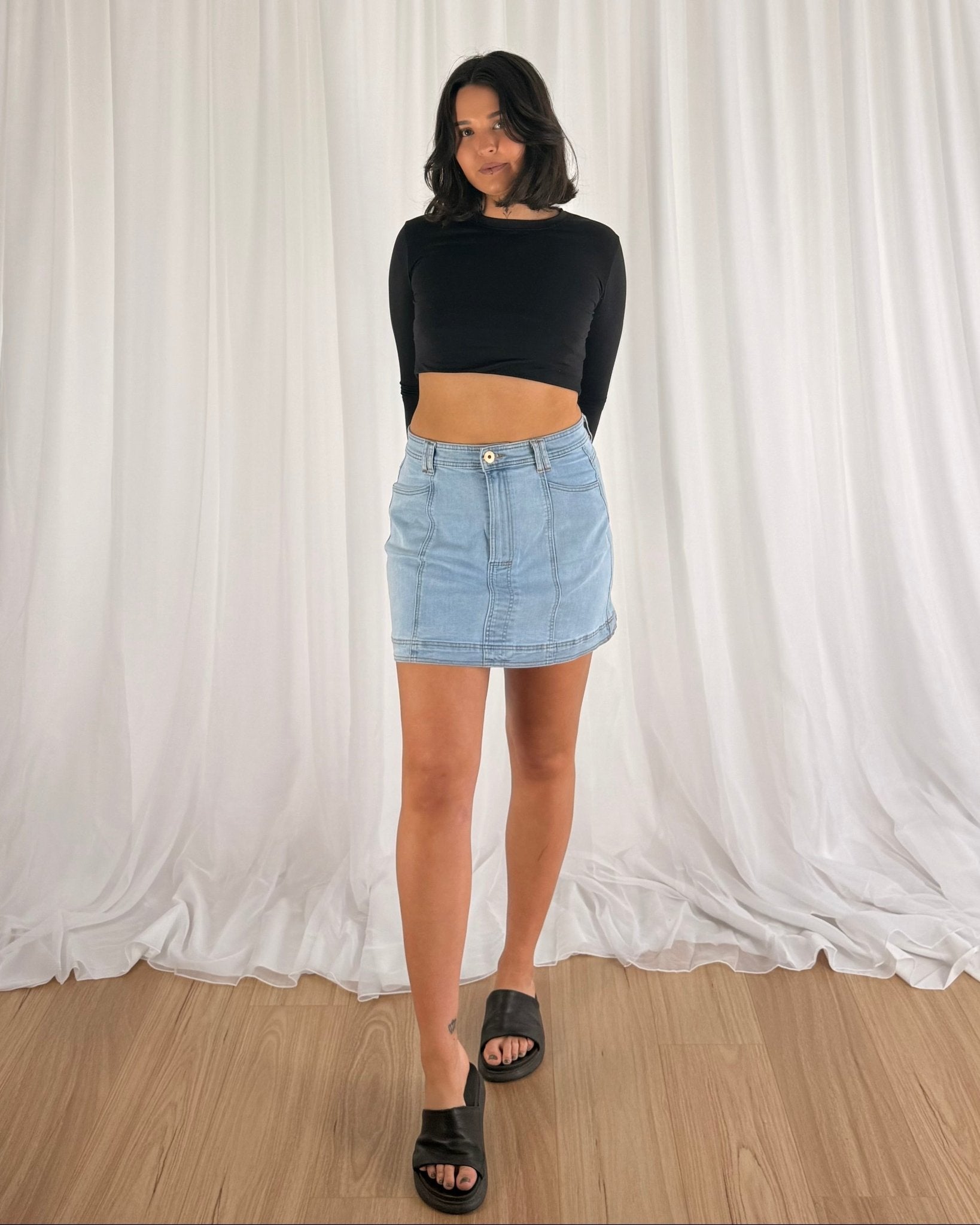 Taylor Denim Skirt - Light Blue