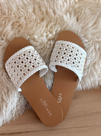 Antigua Woven Slides - White