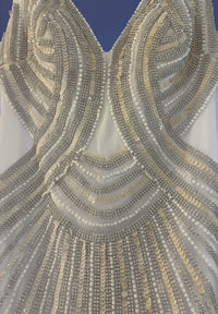 Beaded Sequin Gown - White/Silver