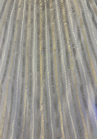 Beaded Sequin Gown - White/Silver