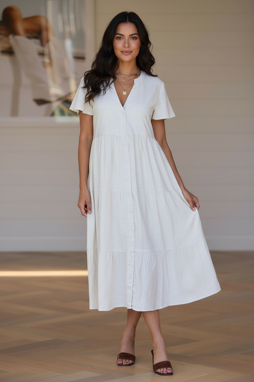 Sandy Midi Dress - Cream