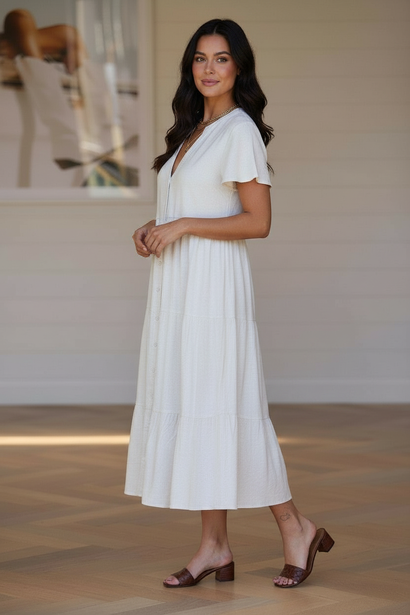 Sandy Midi Dress - Cream