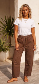 Cleo Barrel Jogger – Chocolate - Pants | Style Struck