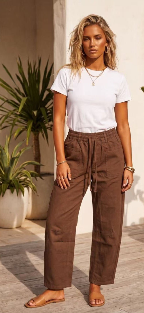 Cleo Barrel Jogger – Chocolate - Pants | Style Struck