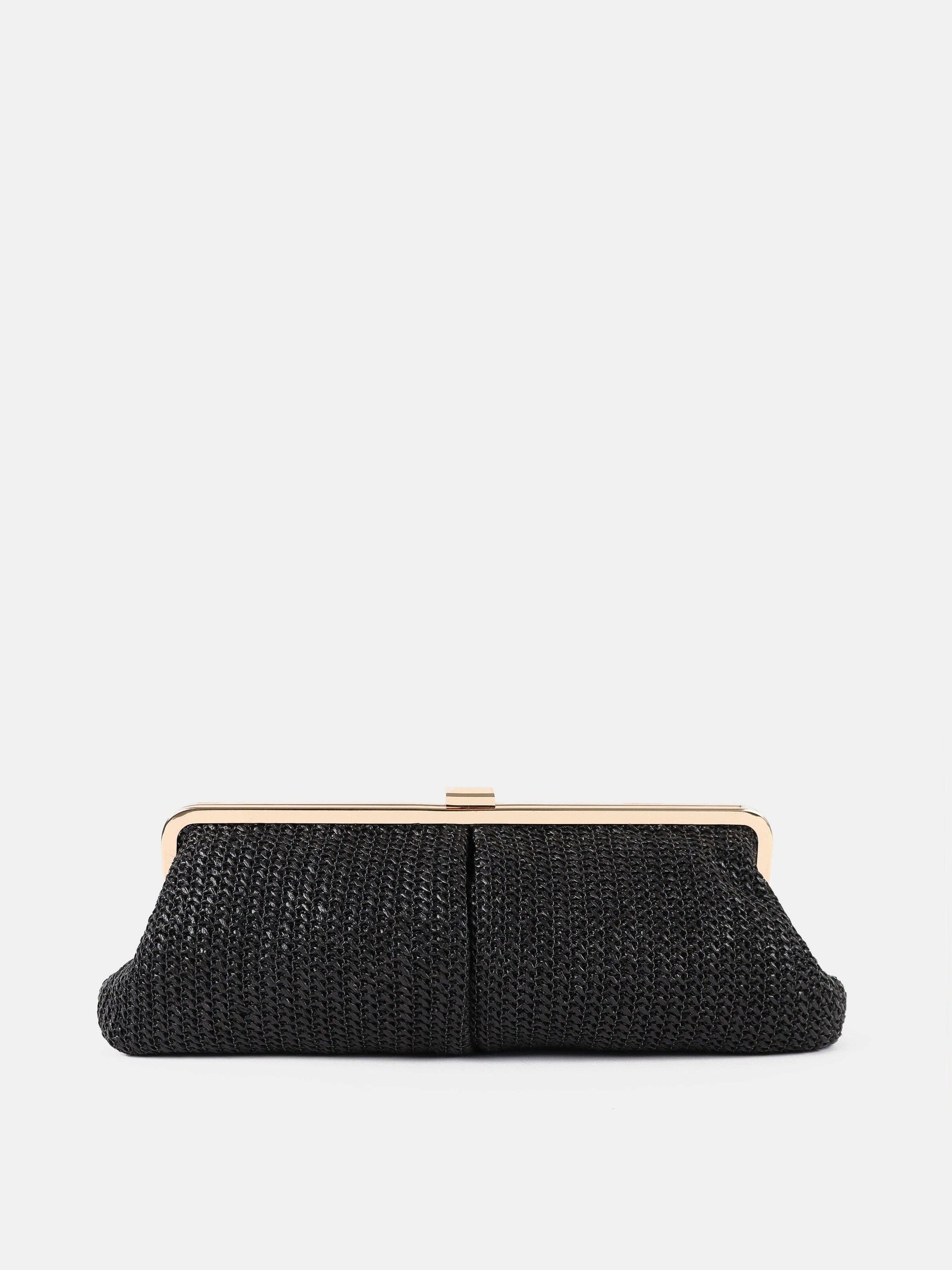 Bianca Straw Clutch Bag - Black
