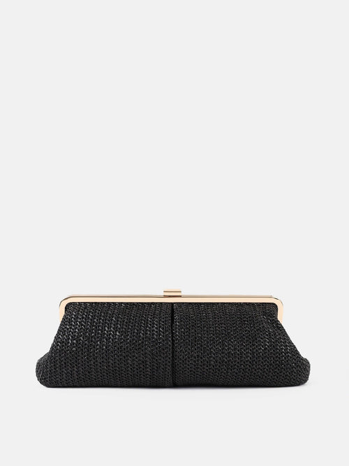 Bianca Straw Clutch Bag   Black