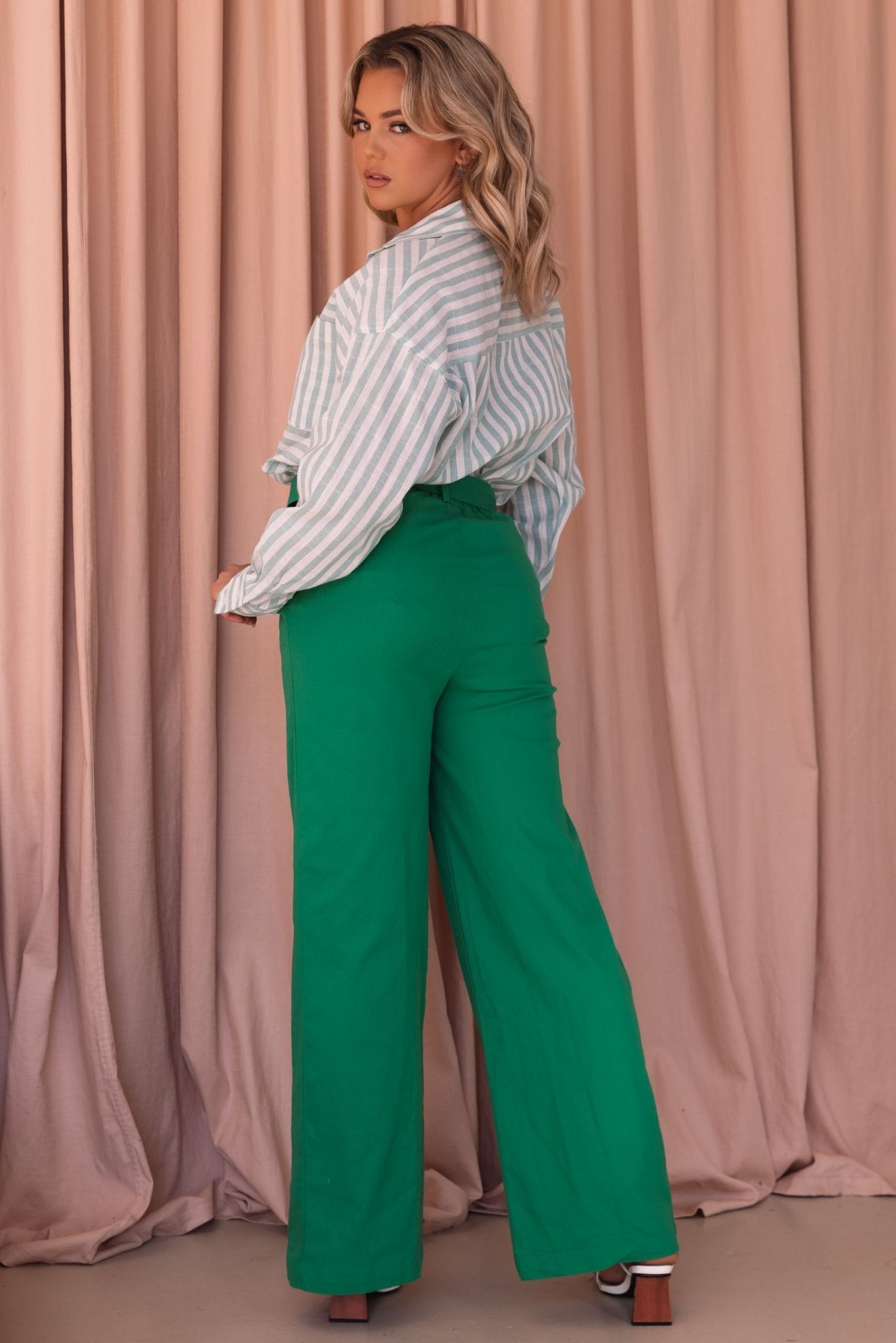 Alexa Shirt - Green/Stripe - Top | Style Struck