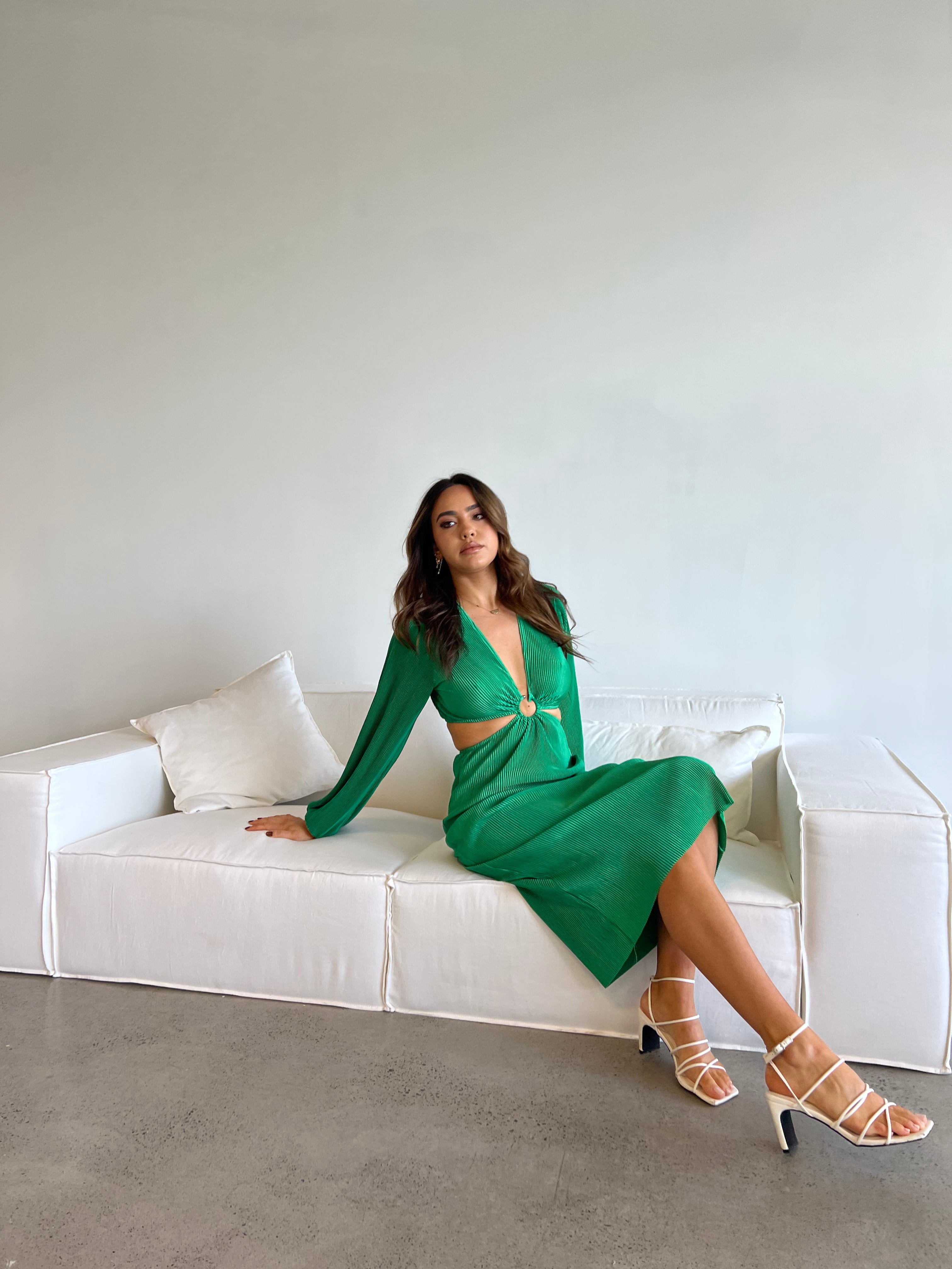 Maeve Dress | Pliss Cut Out Midi | Green STYLE STRUCK Maeve Dress | Pliss Cut Out Midi | Green STYLE STRUCK