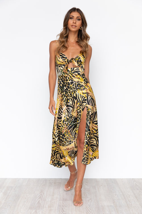 Zazu Dress - Animal/Yellow - Dresses | Style Struck