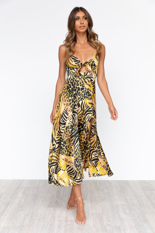 Zazu Dress - Animal/Yellow - Dresses | Style Struck