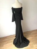 BLACK OFF SHOULDER GOWN WITH LEG SPLIT XS - STYLE STRUCK