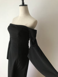 BLACK OFF SHOULDER GOWN WITH LEG SPLIT XS - STYLE STRUCK