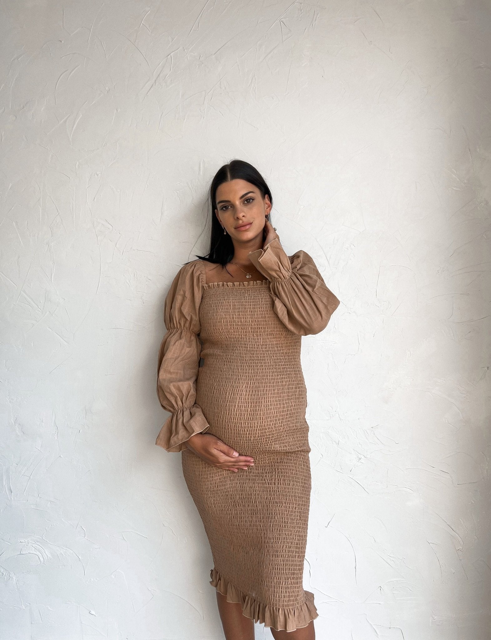 Myrah Midi Dress - Beige - Dresses | Style Struck