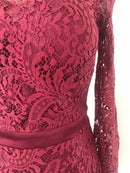Off shoulder lace gown burgundy Small - STYLE STRUCK
