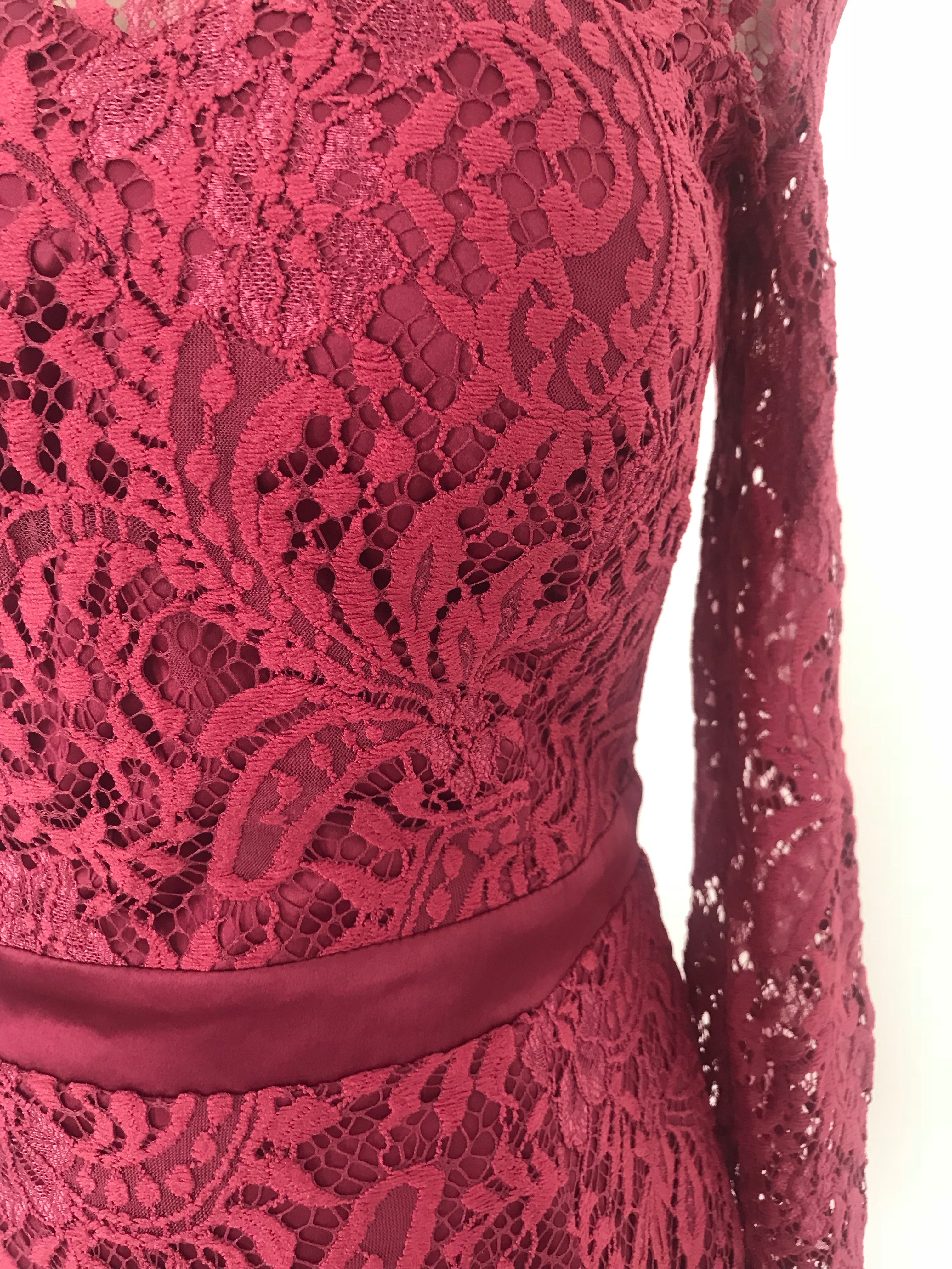 Off shoulder lace gown burgundy Small - STYLE STRUCK